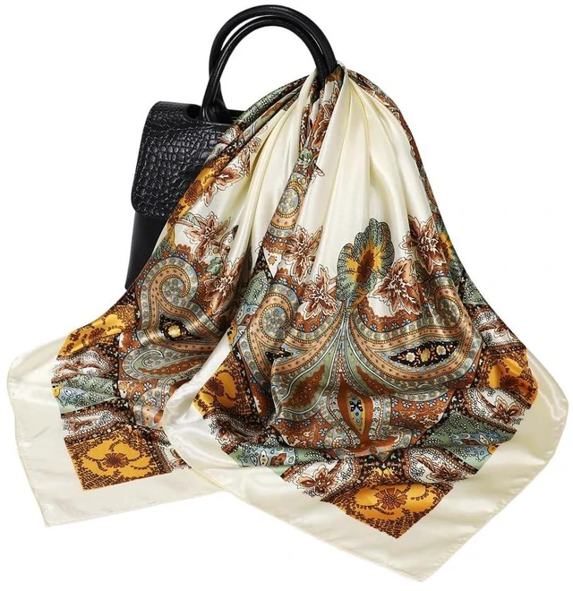 Alt view image 6 of 7 - Eohak 35" Satin Head Hair Scarf for Women Silk Like Neck Scarf Hair Sleeping Wraps