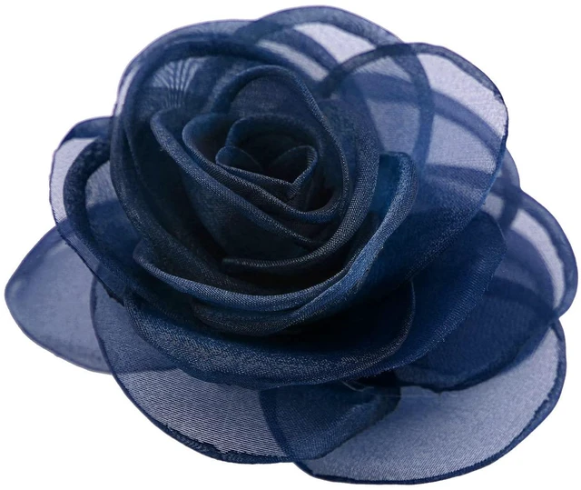 Alt view image 2 of 7 - Rose Flower Hairpin Hair Clip Rose Floral Brooches for Women Hair Accessories Wedding (Blue)