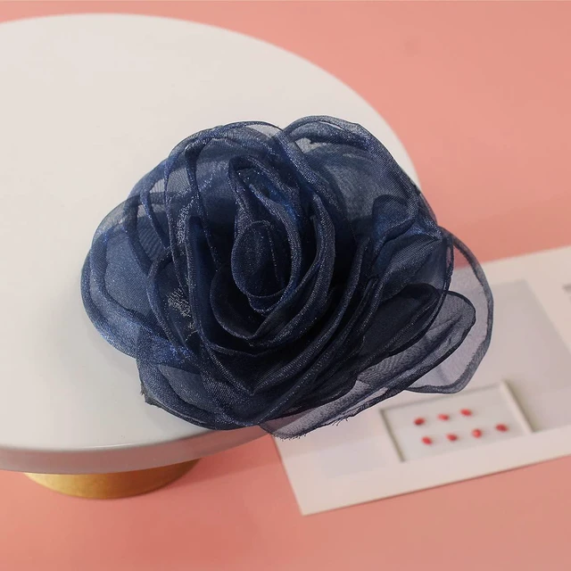 Alt view image 3 of 7 - Rose Flower Hairpin Hair Clip Rose Floral Brooches for Women Hair Accessories Wedding (Blue)