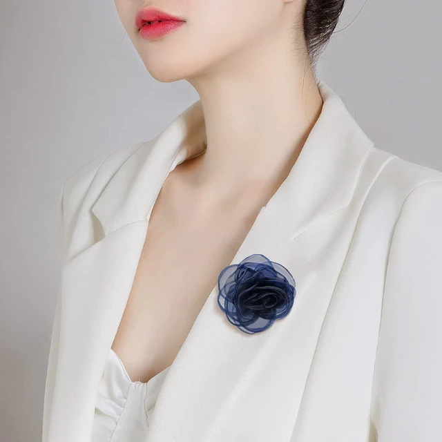 Alt view image 7 of 7 - Rose Flower Hairpin Hair Clip Rose Floral Brooches for Women Hair Accessories Wedding (Blue)