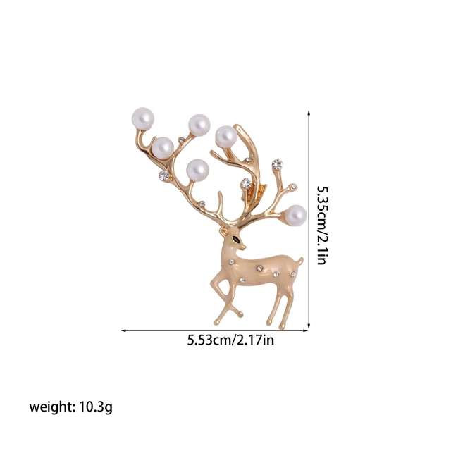 Alt view image 5 of 7 - Seakuur Christmas Deer Brooch Rhinestone Crystals Xmas Label Pin Breast Pin Christmas Jewelry Gift for Women (Gold)