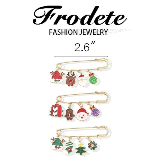 Alt view image 7 of 7 - 3 PCS Christmas Brooch Pins Set for Women Cute Christmas Tree Wreath Santa Claus Snowflake Snowman Reindeer Holiday Pin Badge for Clothes Bags Hats Accessories Christmas Gifts Stocking Stuffers Gifts