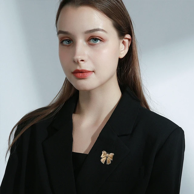 Alt view image 3 of 7 - Just Follow Cute Pearl Flower Brooch Pin,Bowknot Bow Tie Suit Pin Pearl Silk Scarf Buckle Daisy Flower Brooch Jewelry for Women Birthday Gifts (Bow Brooch)