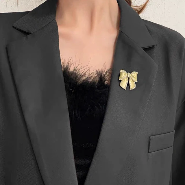 Alt view image 4 of 7 - Just Follow Cute Pearl Flower Brooch Pin,Bowknot Bow Tie Suit Pin Pearl Silk Scarf Buckle Daisy Flower Brooch Jewelry for Women Birthday Gifts (Bow Brooch)