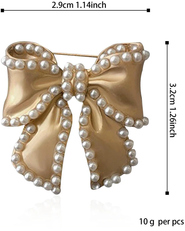 Alt view image 5 of 7 - Just Follow Cute Pearl Flower Brooch Pin,Bowknot Bow Tie Suit Pin Pearl Silk Scarf Buckle Daisy Flower Brooch Jewelry for Women Birthday Gifts (Bow Brooch)