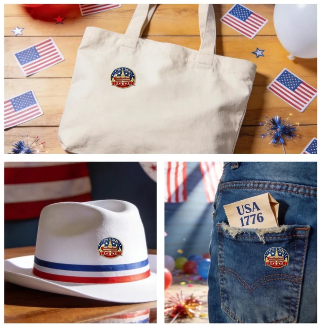 Alt view image 4 of 7 - Brooch Pin For Women, Patriotic Fourth Of July Brooch Pin For Women, Fourth Of July, Parades, Gift Ready Accessory, Gift Jewelry