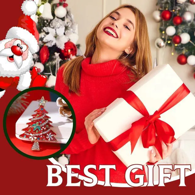 Alt view image 3 of 7 - Christmas Tree Holiday Brooch Pin For Women, Holiday Outfits Jewelry, Gift Exchanges, Statement Accessory, Daily Wear