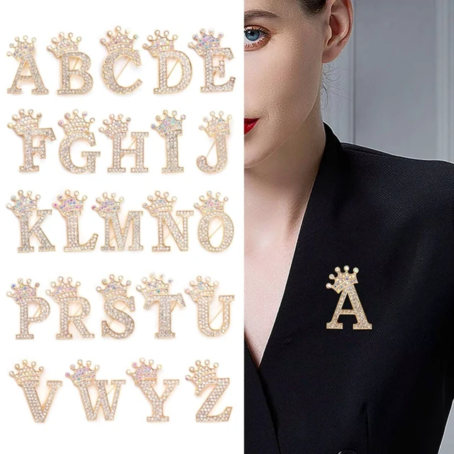 Alt view image 2 of 7 - Crown Initial W Brooch Pin for Women Rhinestone Letter Bag Charm Clothing Accessory