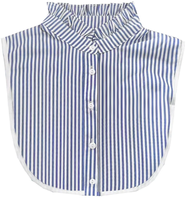 Main image of Fake Collar Shirt Versatile Accessories Ruffle Collar Detachable Dickey Half Shirts Blouse Top for Women Girls Outfits (Blue)