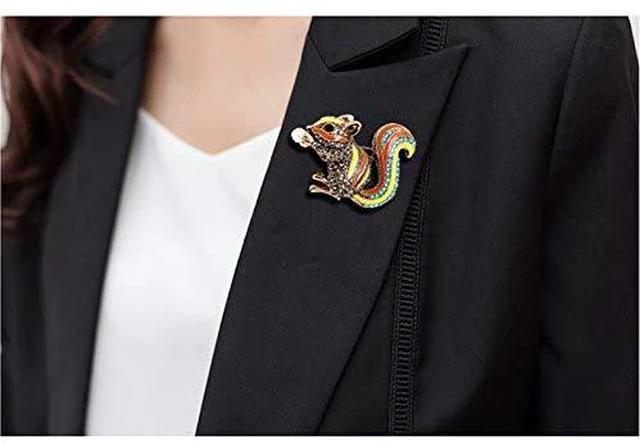 Alt view image 7 of 7 - Cute Squirrel Brooch Pin Colorful Enamel Crystal Squirrel Animal Brooch Collection Accessories Unique Gifts for Women Teen Girls (Red)