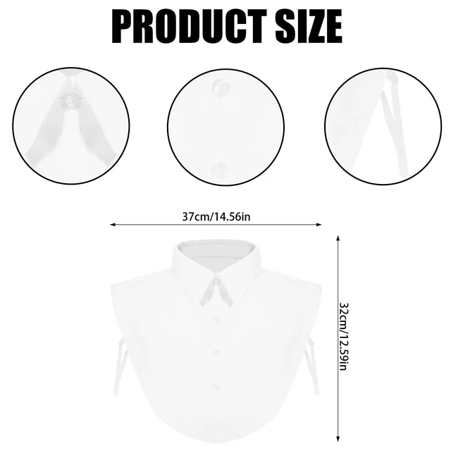 Alt view image 5 of 7 - Fake Collar, Detachable White Faux Collar Women's Shirt Dickey Collars for Women & Men, Half Shirts Blouse Faux Collars