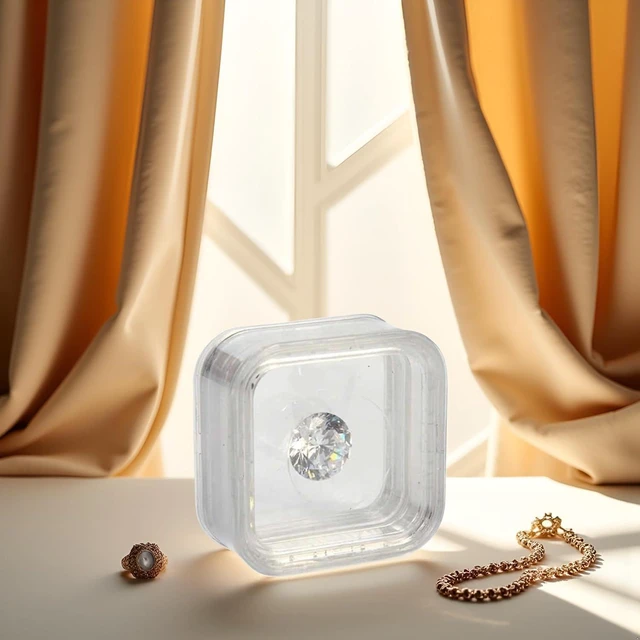 Alt view image 5 of 7 - 40mm Black Plastic Jewelry Box, Modern 3D Floating Display Case & Travel Case for Women