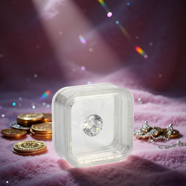 Alt view image 7 of 7 - 40mm Black Plastic Jewelry Box, Modern 3D Floating Display Case & Travel Case for Women