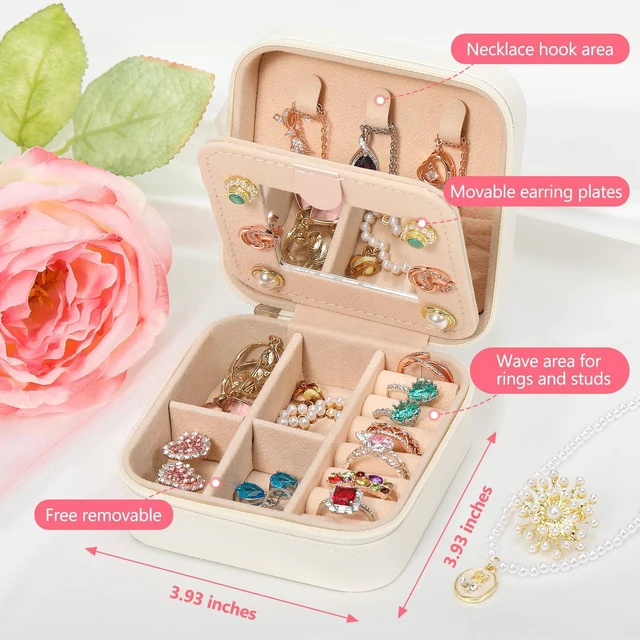 Alt view image 2 of 6 - Travel Jewelry Case, White Travel Jewelry Box, Travel Jewelry Organizer, Travel Gifts for Women Girls, Jewelry Organizer Box, Birthday Gifts for Women, Christmas Gifts for Teens Girls - Initial J