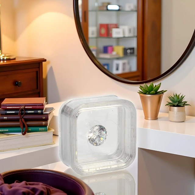 Alt view image 6 of 7 - 40mm Black Plastic Jewelry Box, Modern 3D Floating Display Case & Travel Case for Women