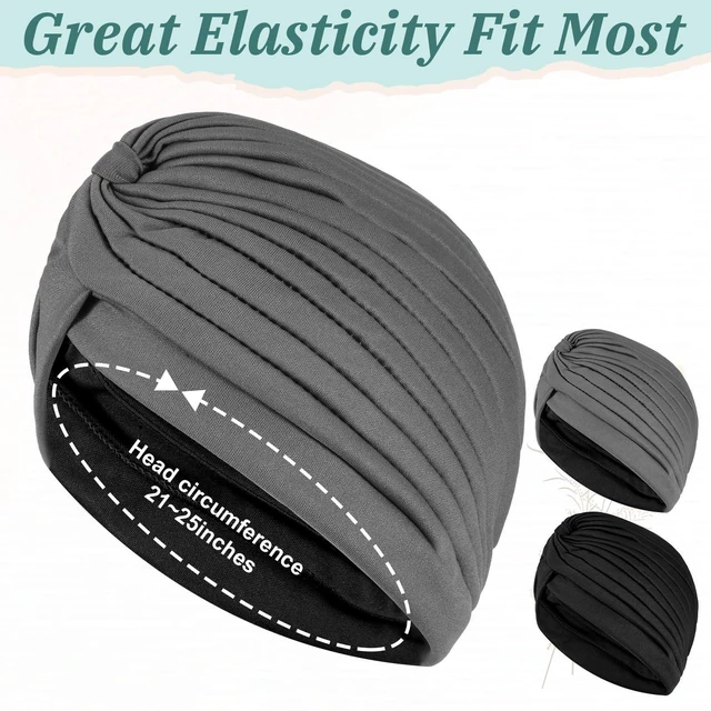 Alt view image 2 of 7 - 2Pcs Chemo Beanie for Women, Elastic Cancer Headwear Black, Gray | for Hair Loss, Unisex Soft Knot Hat, Versatile Skull Cap, for Daily Use