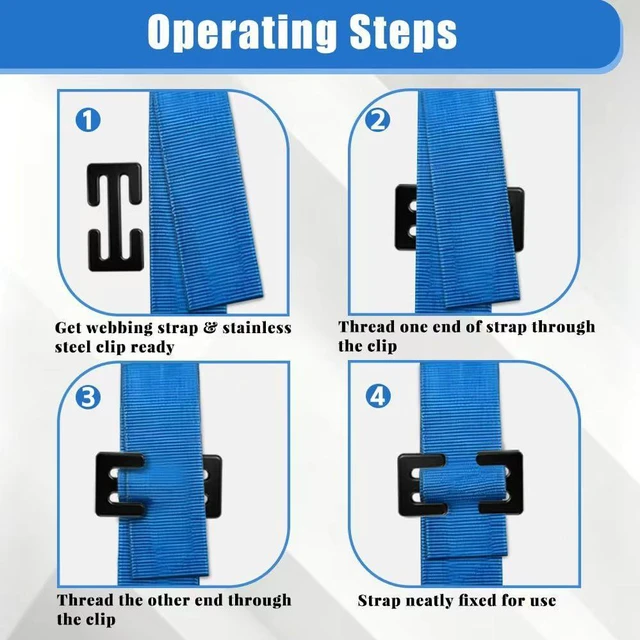 Alt view image 4 of 7 - Stainless Steel E-Clips, Universal Strap Buckle for Backpacks, Pet Leashes & Camping Gear, 2-Pack Lightweight Anti-Rust & Anti-Slip Webbing Retainers for Travel, Hiking & Daily Use