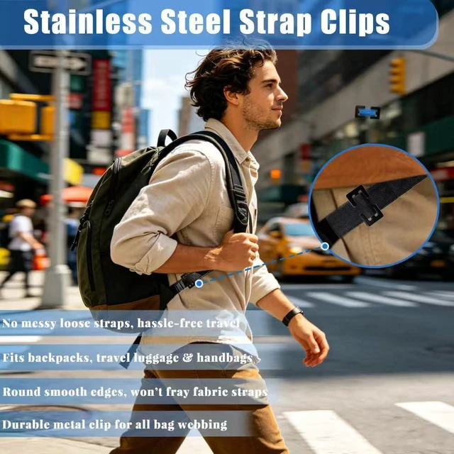 Alt view image 6 of 7 - Stainless Steel E-Clips, Universal Strap Buckle for Backpacks, Pet Leashes & Camping Gear, 2-Pack Lightweight Anti-Rust & Anti-Slip Webbing Retainers for Travel, Hiking & Daily Use