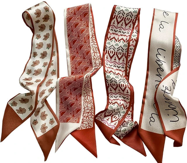Main image of Muaquata 4 Pack Purse Scarf Handbags For Women,Boho Scarrves for Bag Hair Accessories Handle Fashion Lightweight (Red)