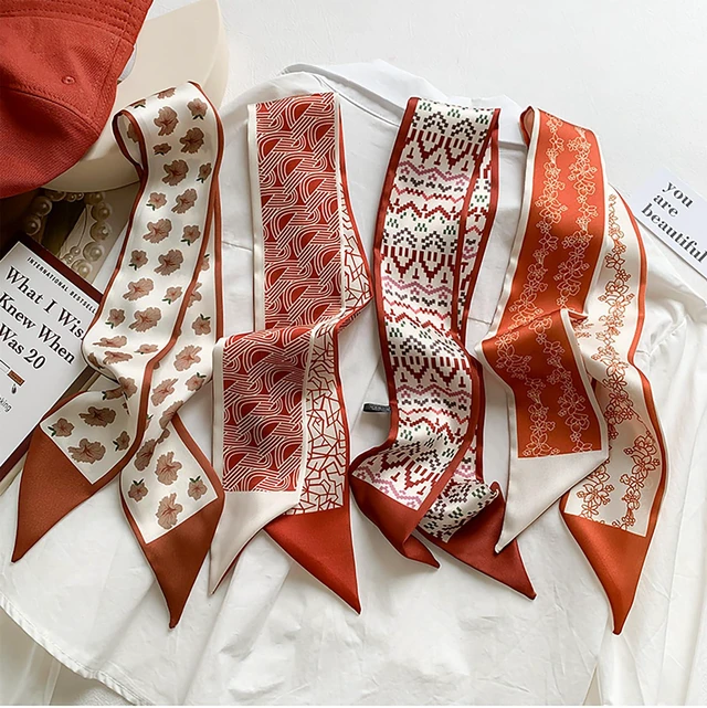 Alt view image 6 of 6 - Muaquata 4 Pack Purse Scarf Handbags For Women,Boho Scarrves for Bag Hair Accessories Handle Fashion Lightweight (Red)