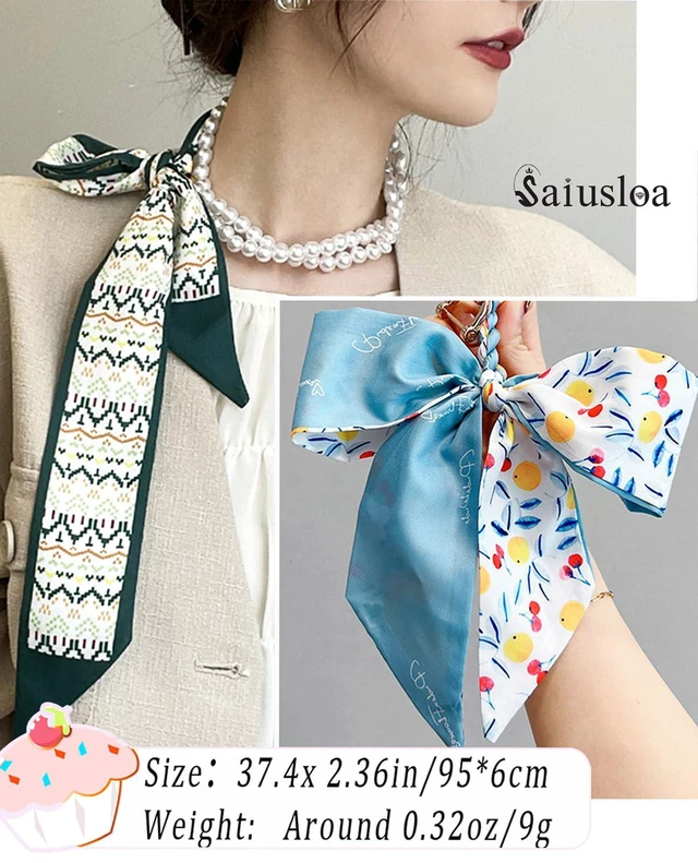 Alt view image 3 of 6 - Scarf For Purse Handles Skinny Hair Scarves For Handbags Ponytails Handle Fashion Accessory 37.4x 2.36in-02