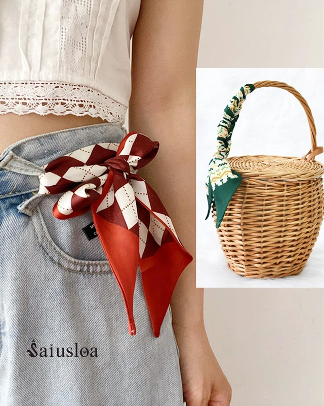 Alt view image 4 of 6 - Scarf For Purse Handles Skinny Hair Scarves For Handbags Ponytails Handle Fashion Accessory 37.4x 2.36in-02