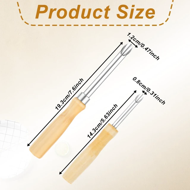 Alt view image 2 of 7 - 2Pack Stainless Steel Straw Hole Puncher, Circular Straw Hole Punch with Wood Handle, Lemonade Cup Holes Puncher for Lemonade Stand Supplies