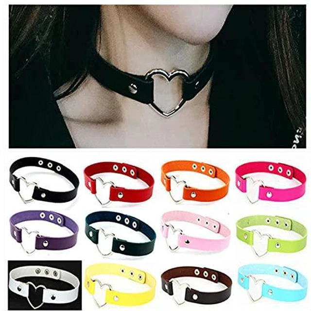 Alt view image 2 of 2 - Yocoyee Love Heart Leather Choker Gothic Punk Necklace Soft PU Collar Chain Adjustable Daily Party Dressing Jewelry for Women-Black