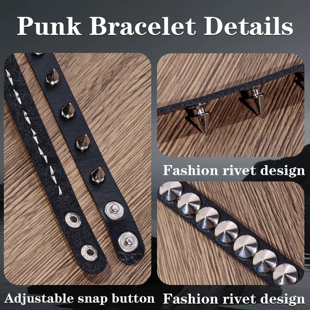 Alt view image 4 of 7 - ZAGQIG 3Pcs Leather Choker Necklace for Women Heart Chain Choker Necklace Studded Bracelet Punk Gothic Emo Accessories for Halloween Outfits Cosplay (Black A)