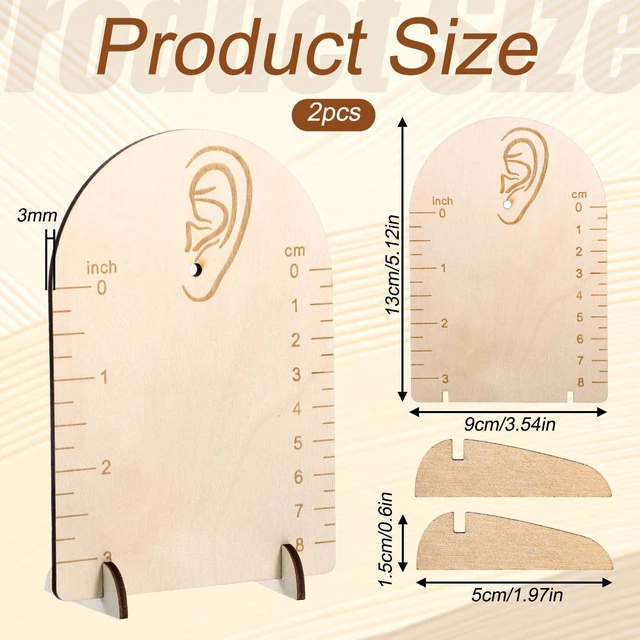 Alt view image 2 of 7 - 2 Pcs Earring Measurement Display Stand, Wooden Earring Organizer Frame with Measurement Detachable Jewelry Stands Holder for Measuring and Selling Earring