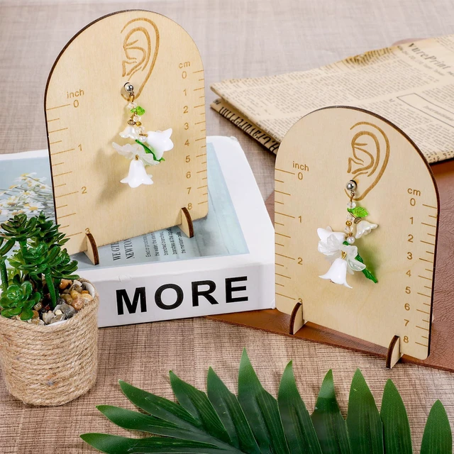 Alt view image 5 of 7 - 2 Pcs Earring Measurement Display Stand, Wooden Earring Organizer Frame with Measurement Detachable Jewelry Stands Holder for Measuring and Selling Earring