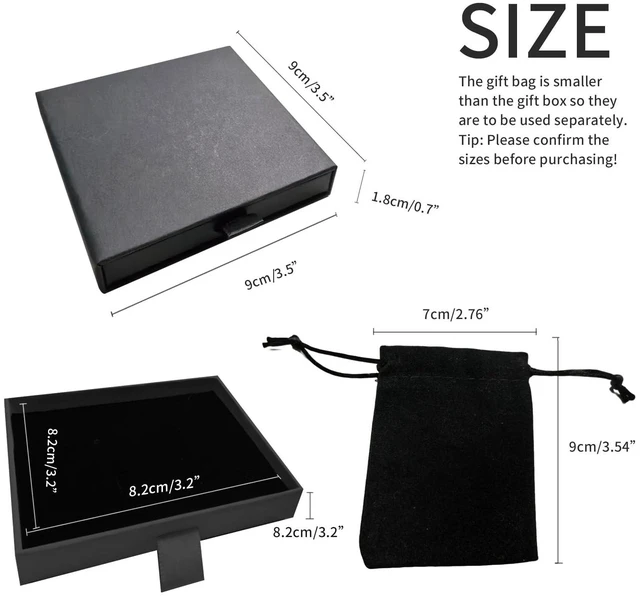 Alt view image 2 of 7 - 1 Pcs Black Jewelry Gift Box Small with Velvet Bag, Square Organizer for Necklace Earring Bracelet, for Birthday Christmas (1, Black)
