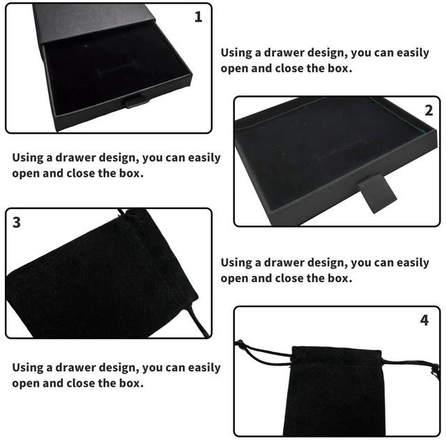 Alt view image 3 of 7 - 1 Pcs Black Jewelry Gift Box Small with Velvet Bag, Square Organizer for Necklace Earring Bracelet, for Birthday Christmas (1, Black)