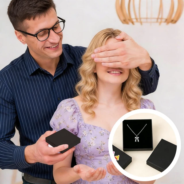 Alt view image 4 of 7 - 1 Pcs Black Jewelry Gift Box Small with Velvet Bag, Square Organizer for Necklace Earring Bracelet, for Birthday Christmas (1, Black)