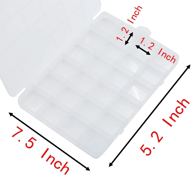 Alt view image 2 of 5 - 24 Grids Jewelry Organizer, 7.5 In x 5.2 In Fixed Clear Plastic Storage Box Earring Tool Small Items Containers (1)