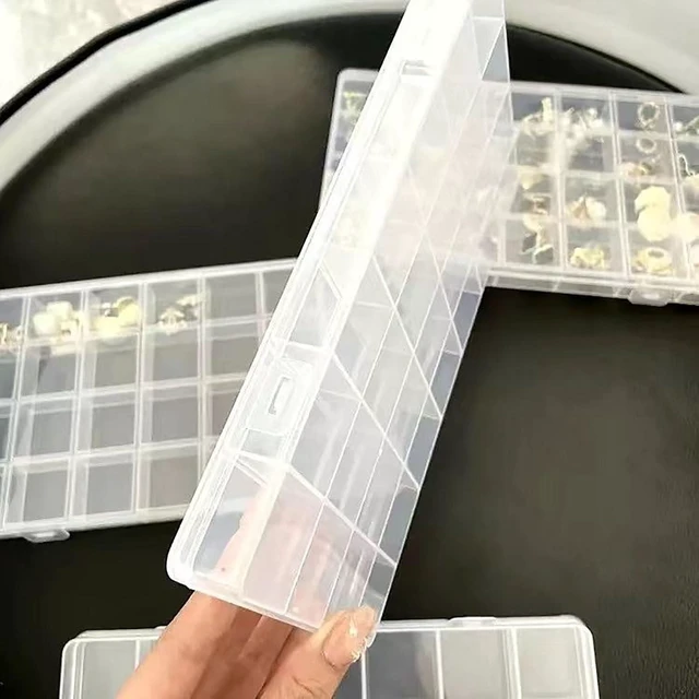 Alt view image 5 of 5 - 24 Grids Jewelry Organizer, 7.5 In x 5.2 In Fixed Clear Plastic Storage Box Earring Tool Small Items Containers (1)