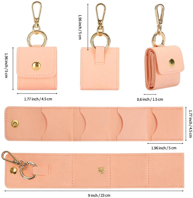 Alt view image 4 of 7 - Mini Travel Jewelry Organizer Case with Keychain (Pink) | Portable Velvet Ring Holder Pouch, for Rings Earrings Necklace Stud, Small Jewelry Storage Box, for Gym Women
