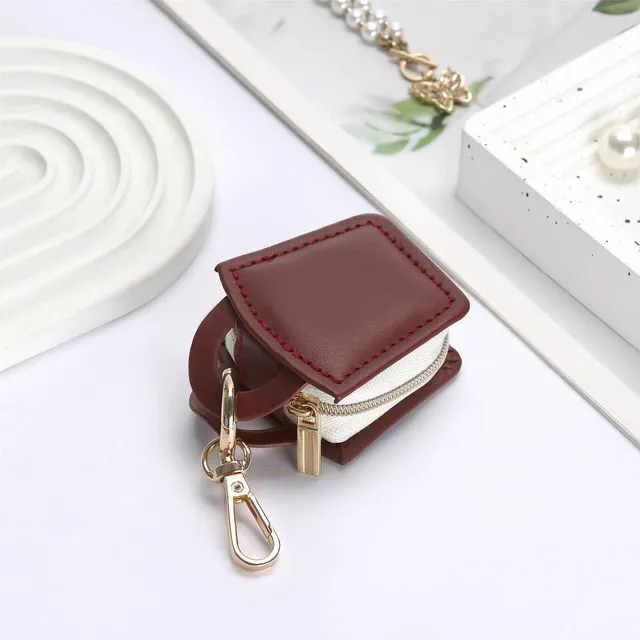 Alt view image 3 of 7 - Travel Jewelry Ring Holder Box with Keychain (Red) | Small Ring Earring Stud Necklace Storage Case, for Gym Sports