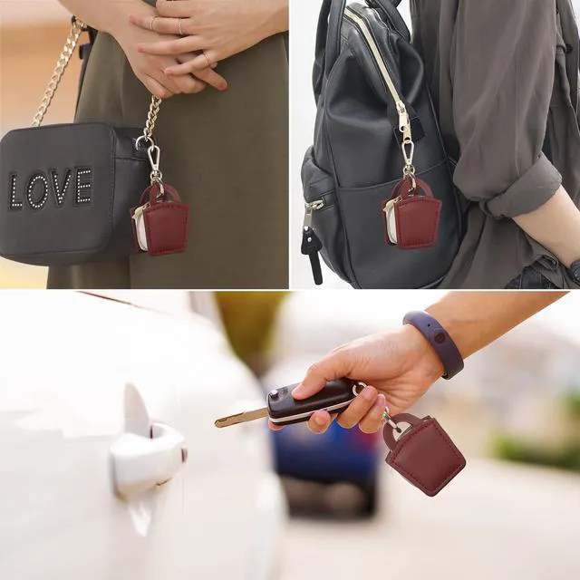 Alt view image 6 of 7 - Travel Jewelry Ring Holder Box with Keychain (Red) | Small Ring Earring Stud Necklace Storage Case, for Gym Sports