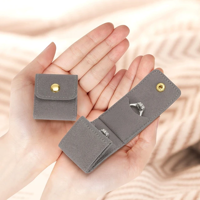 Alt view image 6 of 7 - Mini Travel Jewelry Organizer Bag (Grey) | Foldable 4 Compartment, Gym Jewelry Holder Case, Ring Earring Necklace Storage Roll Pouch, Gift for Women