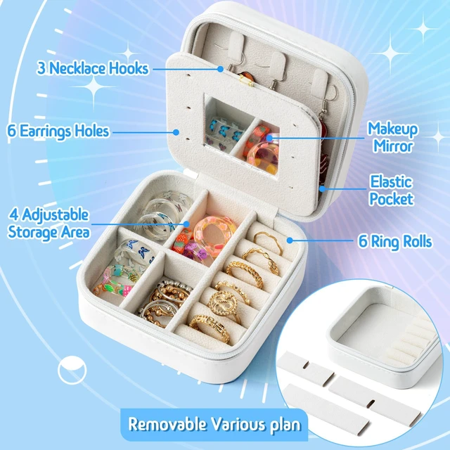 Alt view image 3 of 6 - Zodiac Travel Jewelry Case for Women, Small Organizer Box for Ring Earring Pendant Necklace Bracelet, Birthday Gifts for Mom, Lover, Capricorn