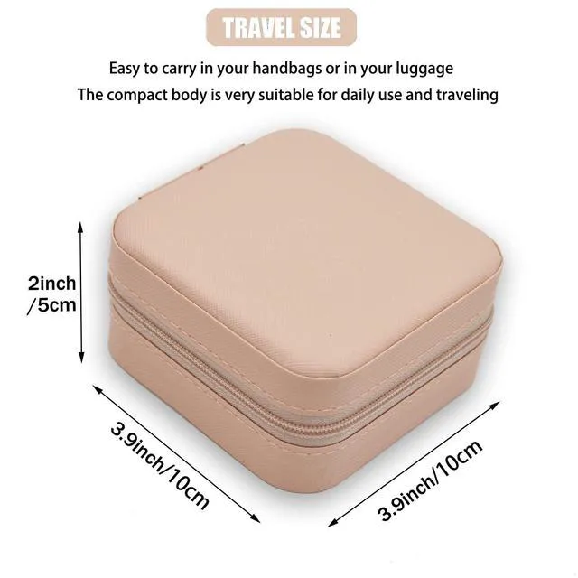 Alt view image 5 of 7 - Jewelry Travel Case, Mini Portable Jewellery Organizer Box for Women, Pink | Simple & Fashion, PU Leather, Travel Size, Small Jewellery Storage Holder for Rings, Earrings, Necklaces, Bracelets, Watche