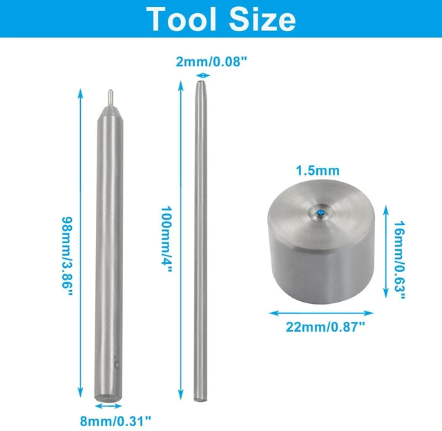 Alt view image 2 of 5 - Eyelet Punch Die Tool Set, 2 mm Grommet Eyelet Setter | Hollow Punch Tool, For Leather, Clothes, Handbag, Fabric, Curtain, DIY Craft