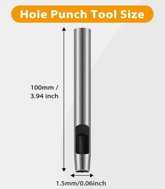 Alt view image 2 of 6 - TIBOO DAY Leather Hole Punch Tool 1.5mm/0.06inch Round Hollow Hole Punch | Carbon Steel, Leather Hollow Punch Tool for Cutting Leather Craft Watch Rubber Paper Soft Material
