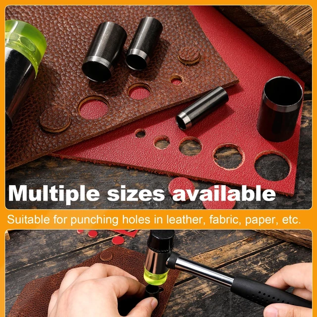Alt view image 6 of 7 - Hole Punch, 5 Sizes Leather Hole Punch, Leather Punch | Belt Hole Puncher for Leather, Leather Punch Set with Storage Case, Leathers Cutting Dies for Handmade DIY Craft