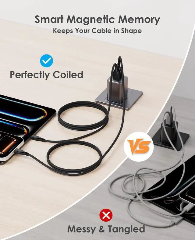 Alt view image 5 of 7 - Magnetic Coiled USB A to USB C Cable 3.3ft 27W Fast Charging Cord | Magnetic Coiling USB Cable for Desk & Car Organization, Tangle-Free Charging Cord Compatible with iPhone 17/16, USB-C Devices