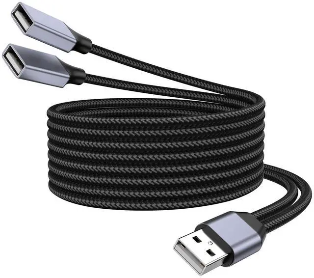 Main image of USB Y Splitter, 3.3FT USB Splitter 1 in 2 Out, A Male to 2 Female Extension Cable Support Charging and Data Transfer for Mac, Xbox, Laptop, Tablet, Smartphone Data Transmission.