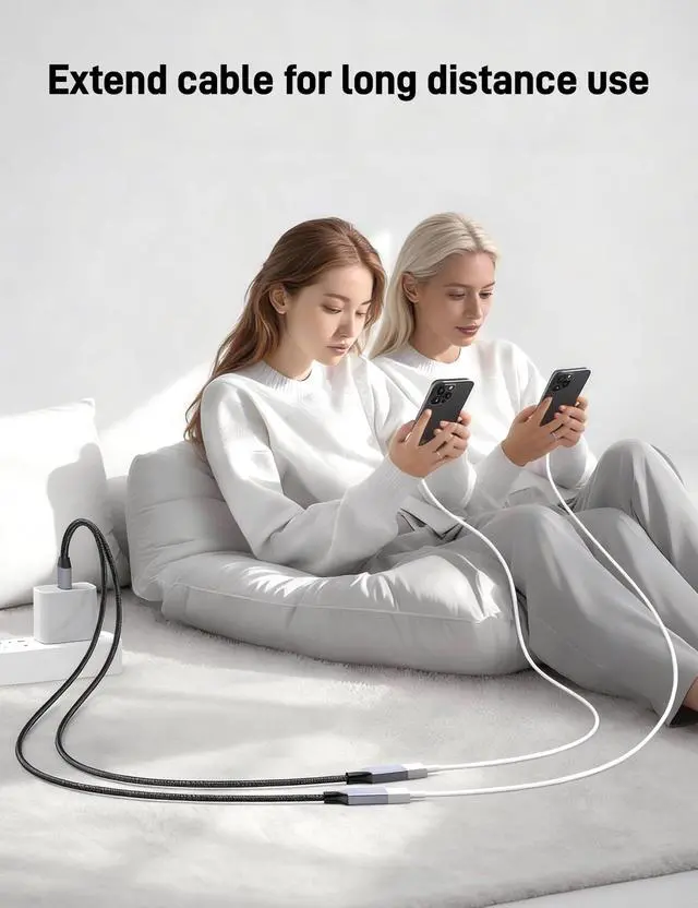 Alt view image 5 of 7 - USB Y Splitter, 3.3FT USB Splitter 1 in 2 Out, A Male to 2 Female Extension Cable Support Charging and Data Transfer for Mac, Xbox, Laptop, Tablet, Smartphone Data Transmission.
