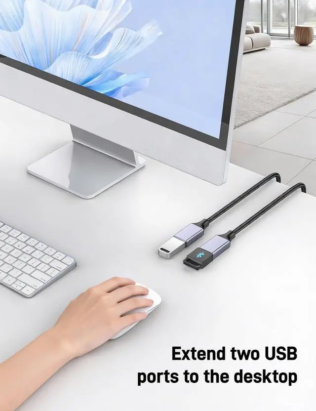 Alt view image 6 of 7 - USB Y Splitter, 3.3FT USB Splitter 1 in 2 Out, A Male to 2 Female Extension Cable Support Charging and Data Transfer for Mac, Xbox, Laptop, Tablet, Smartphone Data Transmission.