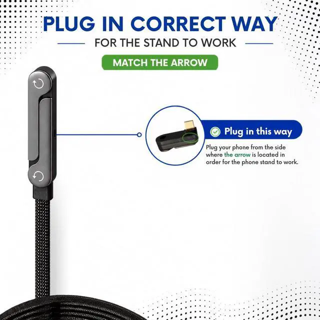 Alt view image 2 of 6 - 2-in-1 Invisible Stand Type C Charger - 240W Fast Charging Cable with Built-in Phone Stand - 90° Right-Angle & 480Mbps Data Sync - 4.9FT USB C Braided Cord Compatible with iPhone & Android Phones